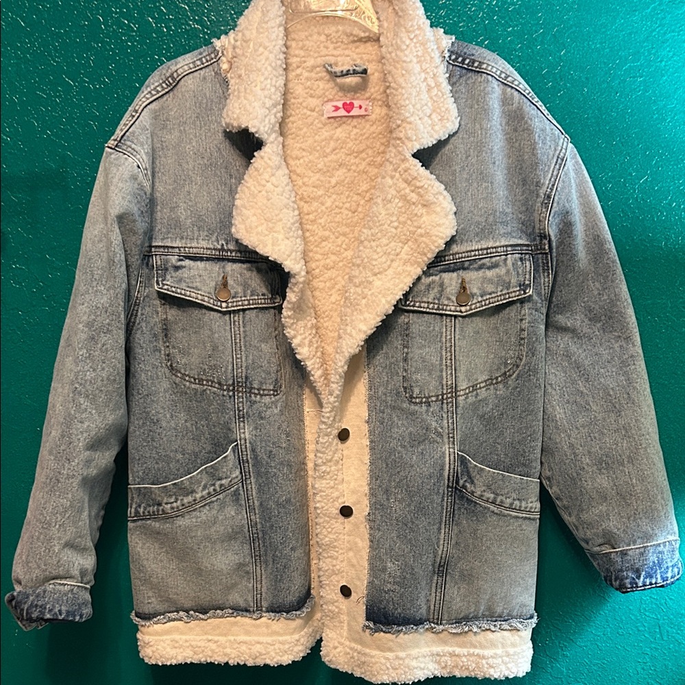 Buddy Love 💗 Denim Sherpa Lined Jacket